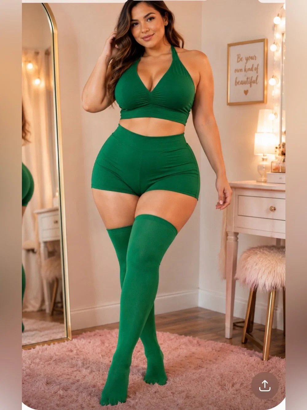 Green Over-the-Knee Hosiery Socks